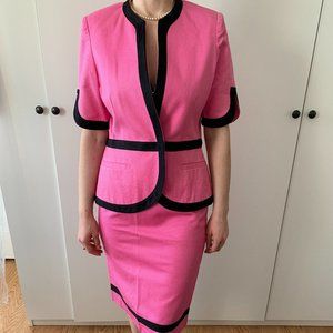 Barbie aesthetic, Fuchsia Pink Suit, with black trim.